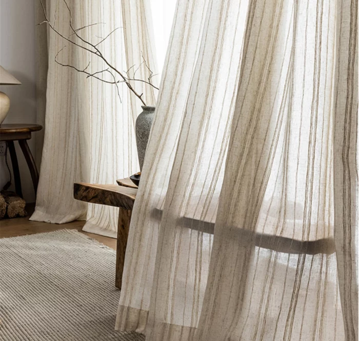 White Linen-Mix Wave Sheer Dubai