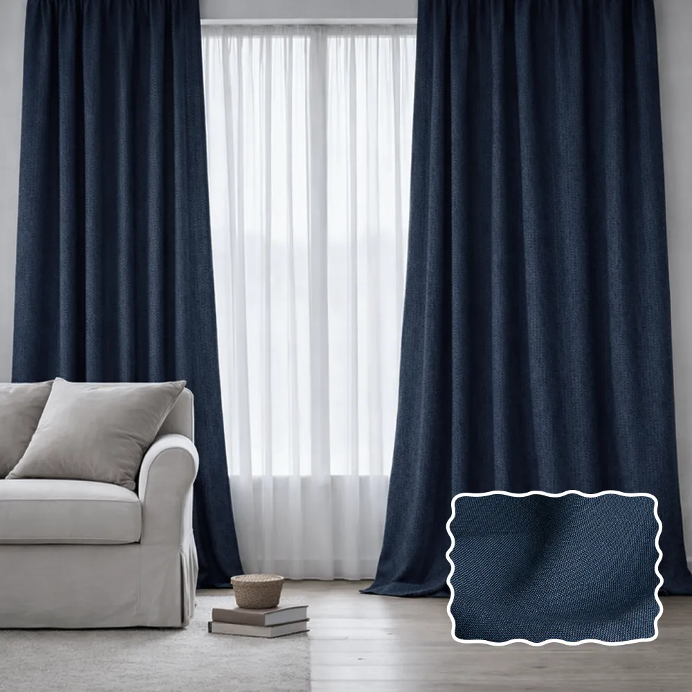 Navy Textured Curtains Dubai
